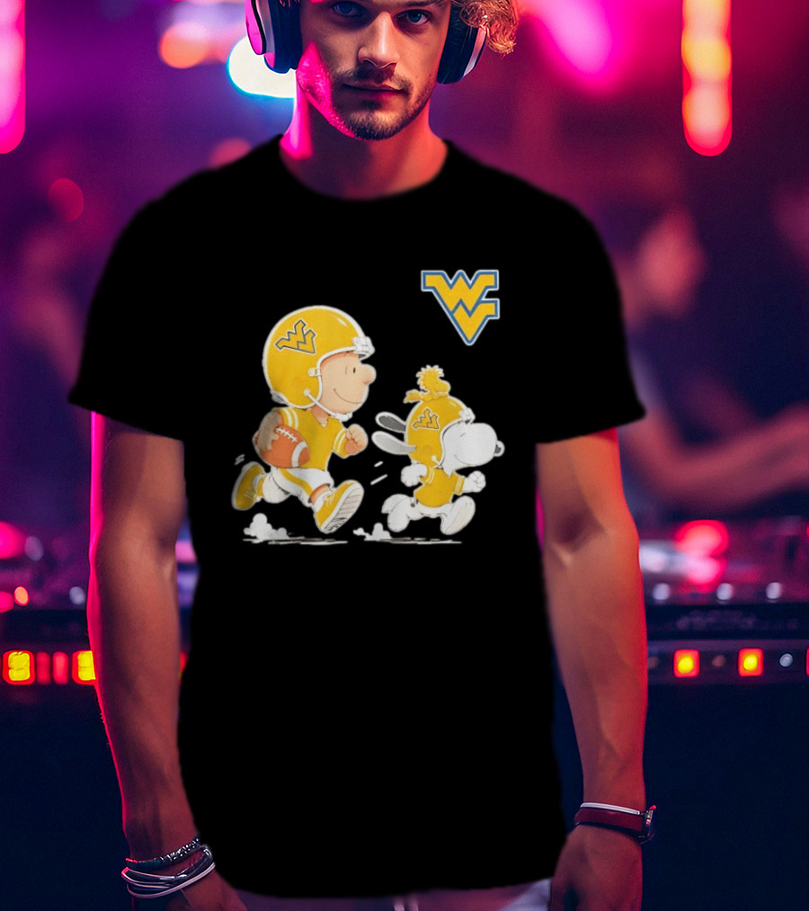 West Virginia Mountaineers Football Snoopy Woodstock Charlie Brown NCAA Running T-Shirt
