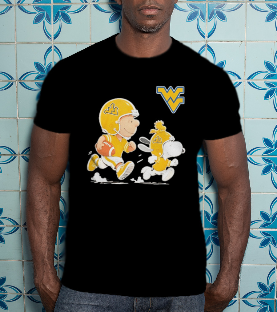 West Virginia Mountaineers Football Snoopy Woodstock Charlie Brown NCAA Running T-Shirt