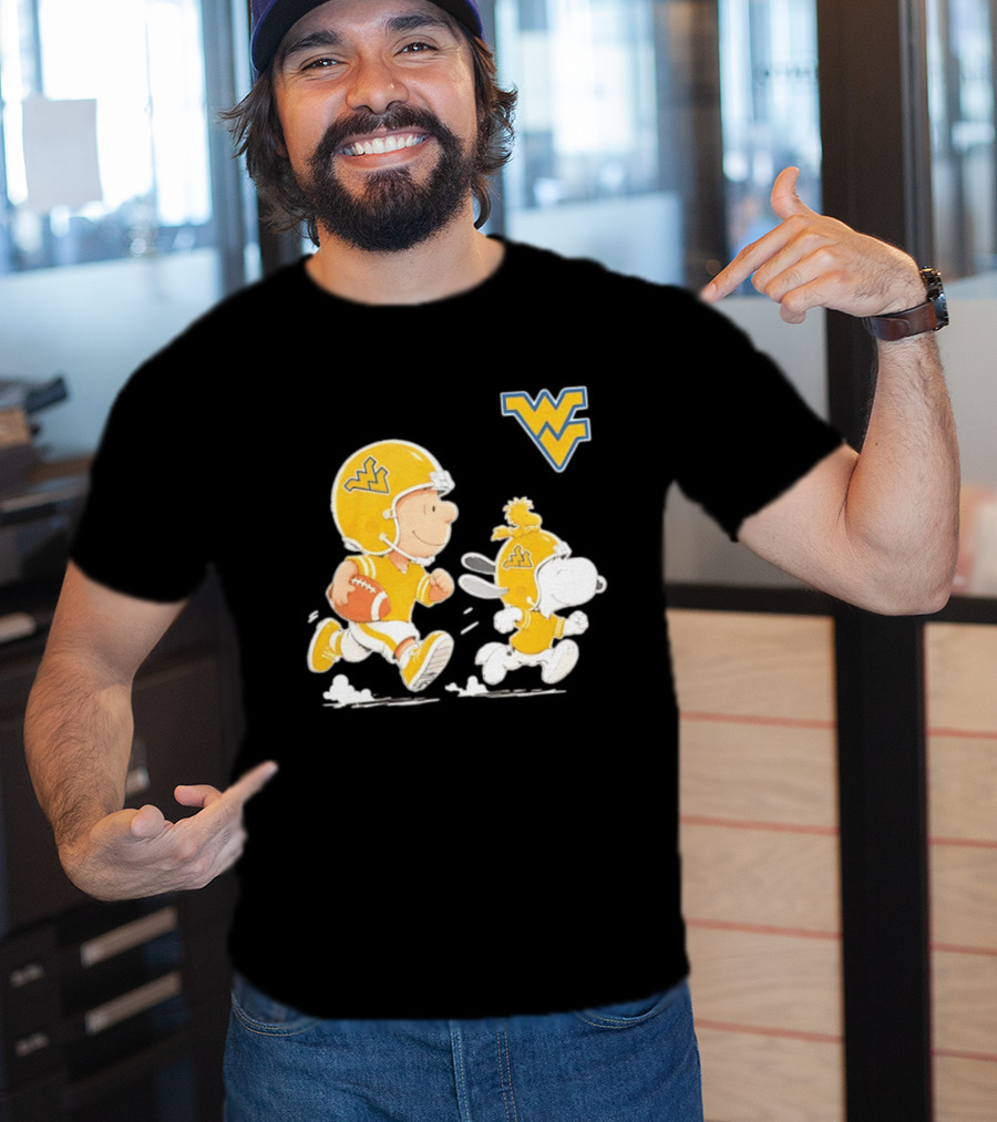 West Virginia Mountaineers Football Snoopy Woodstock Charlie Brown NCAA Running T-Shirt