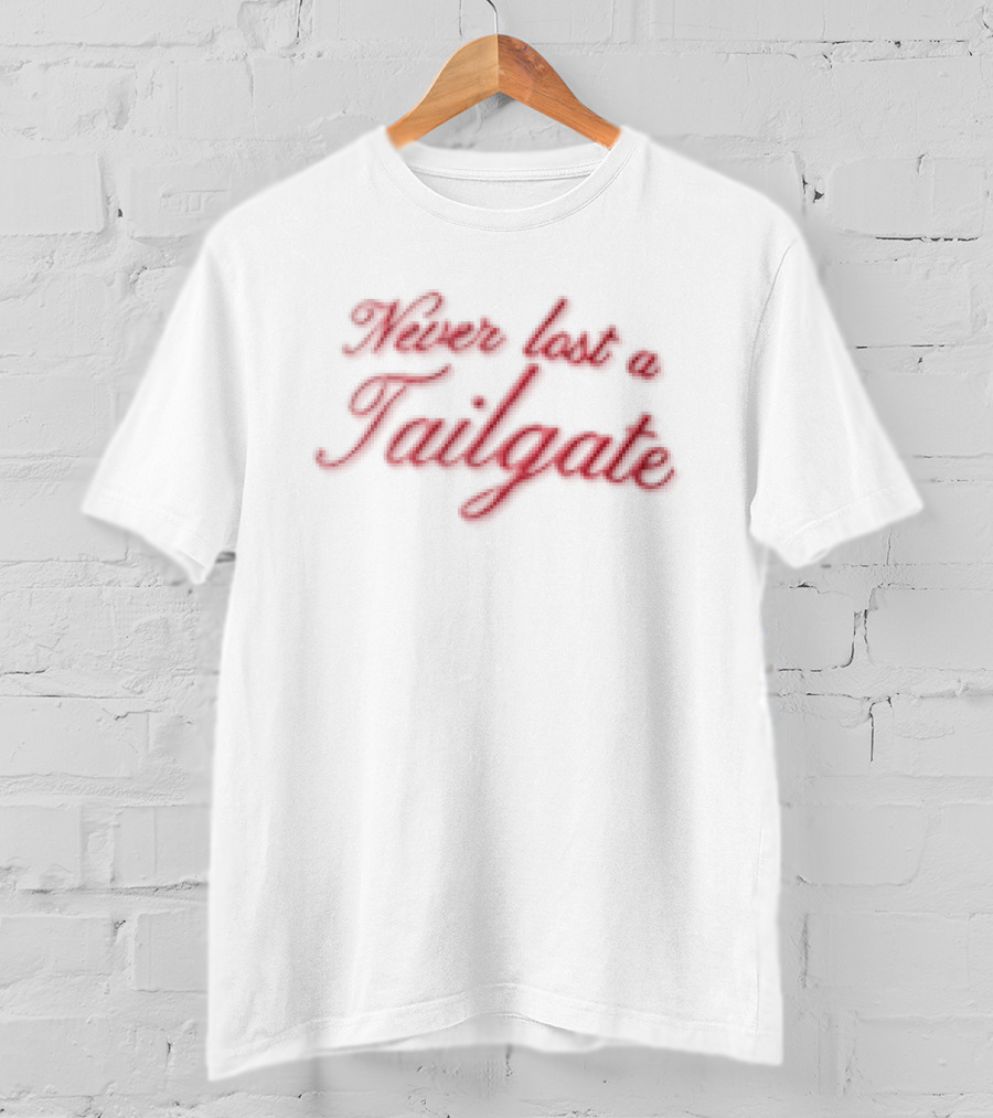 Never Lost A Tailgate Red Cursive Script Visor T-Shirt