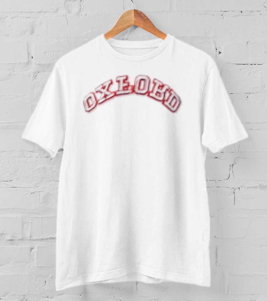Oxford Arched College Block Font Red Embroidered Cap T-Shirt