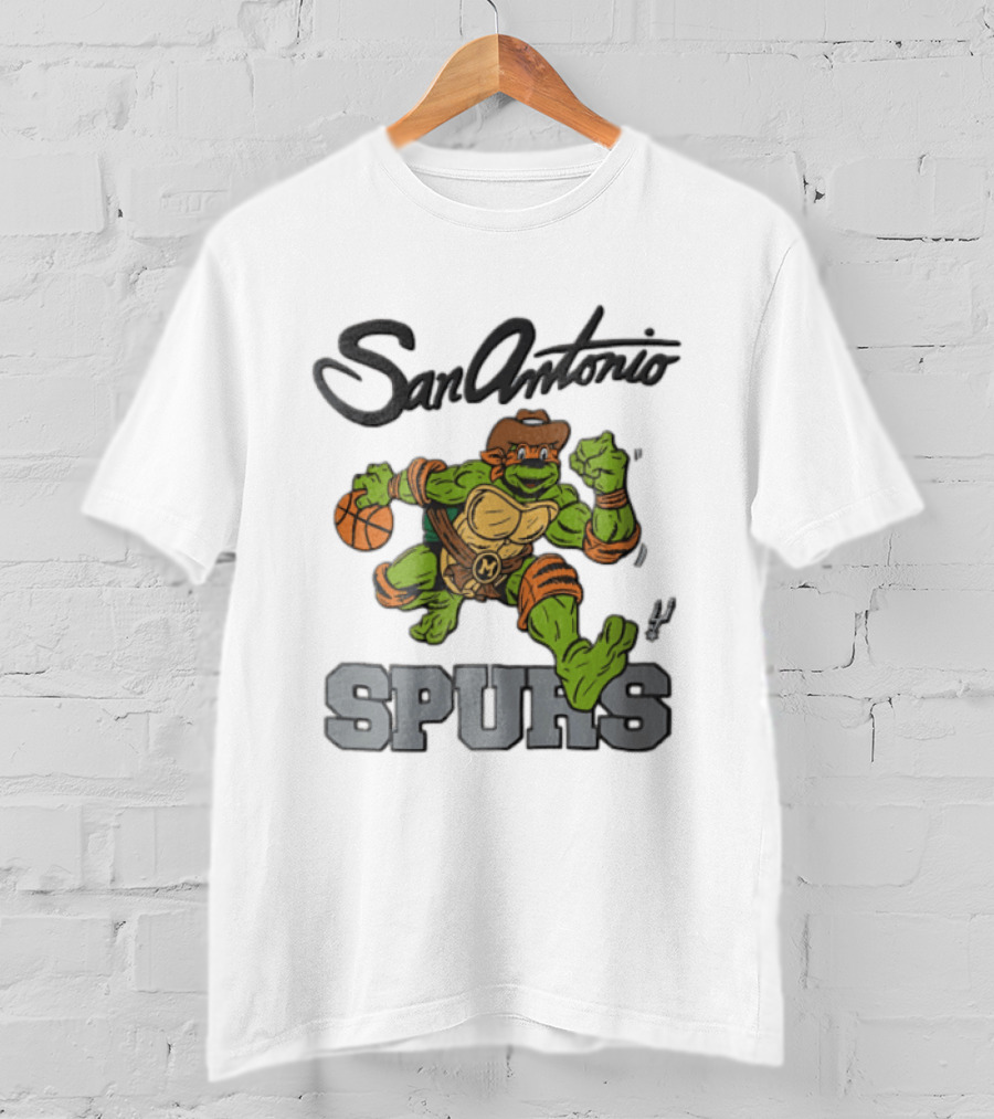 San Antonio Spurs Cartoon Turtle Cowboy Basketball T-Shirt