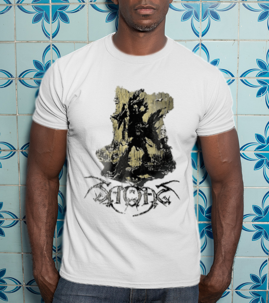 Savatage Skeleton Reaper Flying V Guitar Gold Distressed T-Shirt