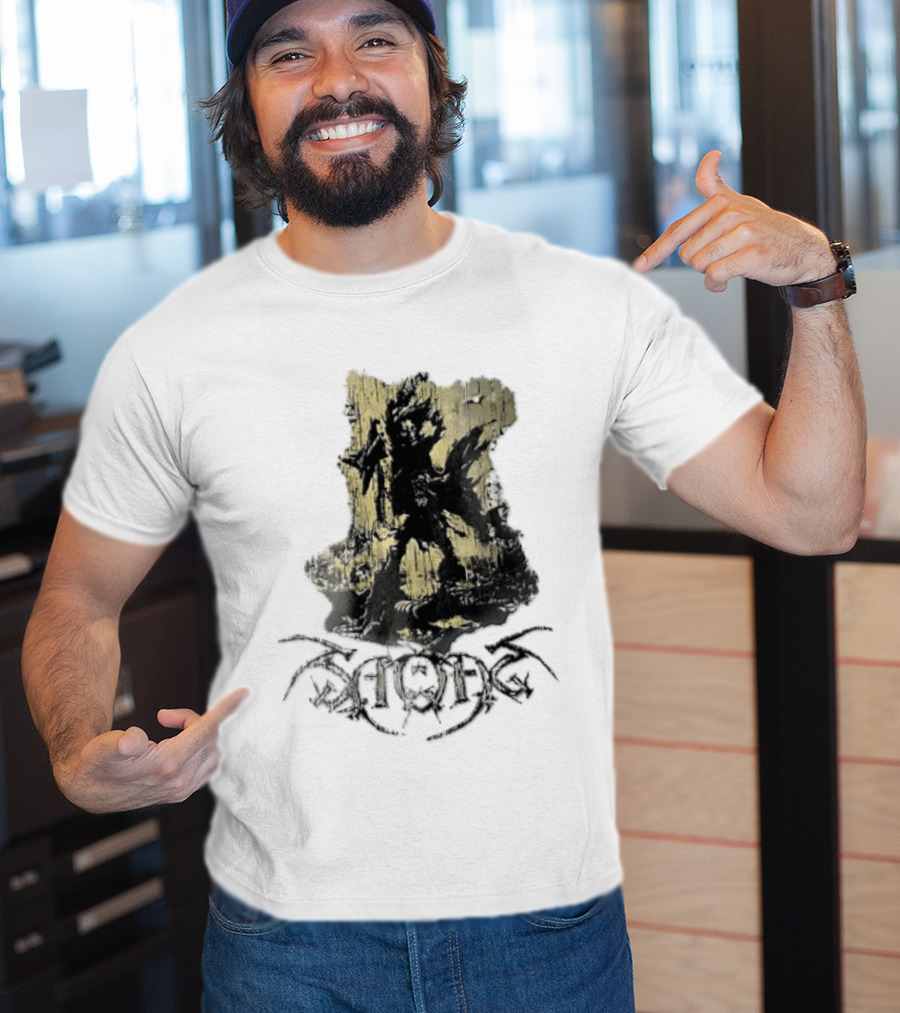 Savatage Skeleton Reaper Flying V Guitar Gold Distressed T-Shirt