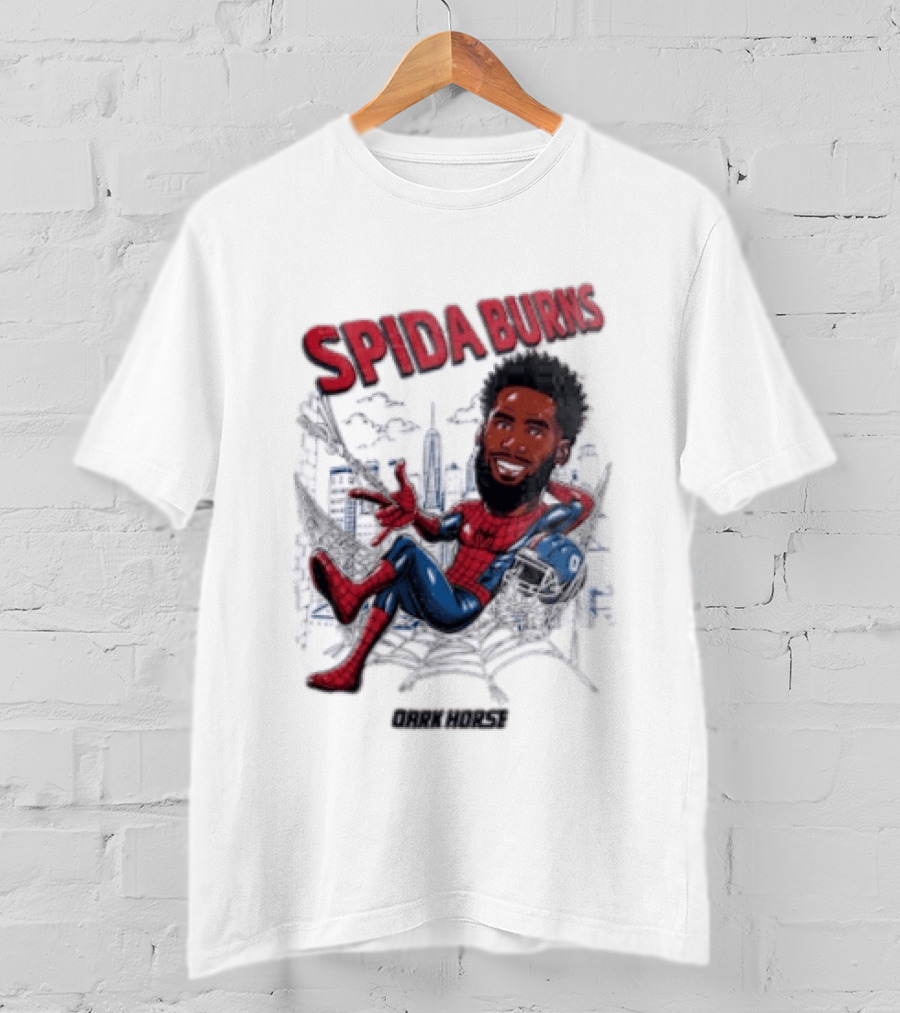 Spida Burns Dark Horse With Spider Man New York Giants T-Shirt