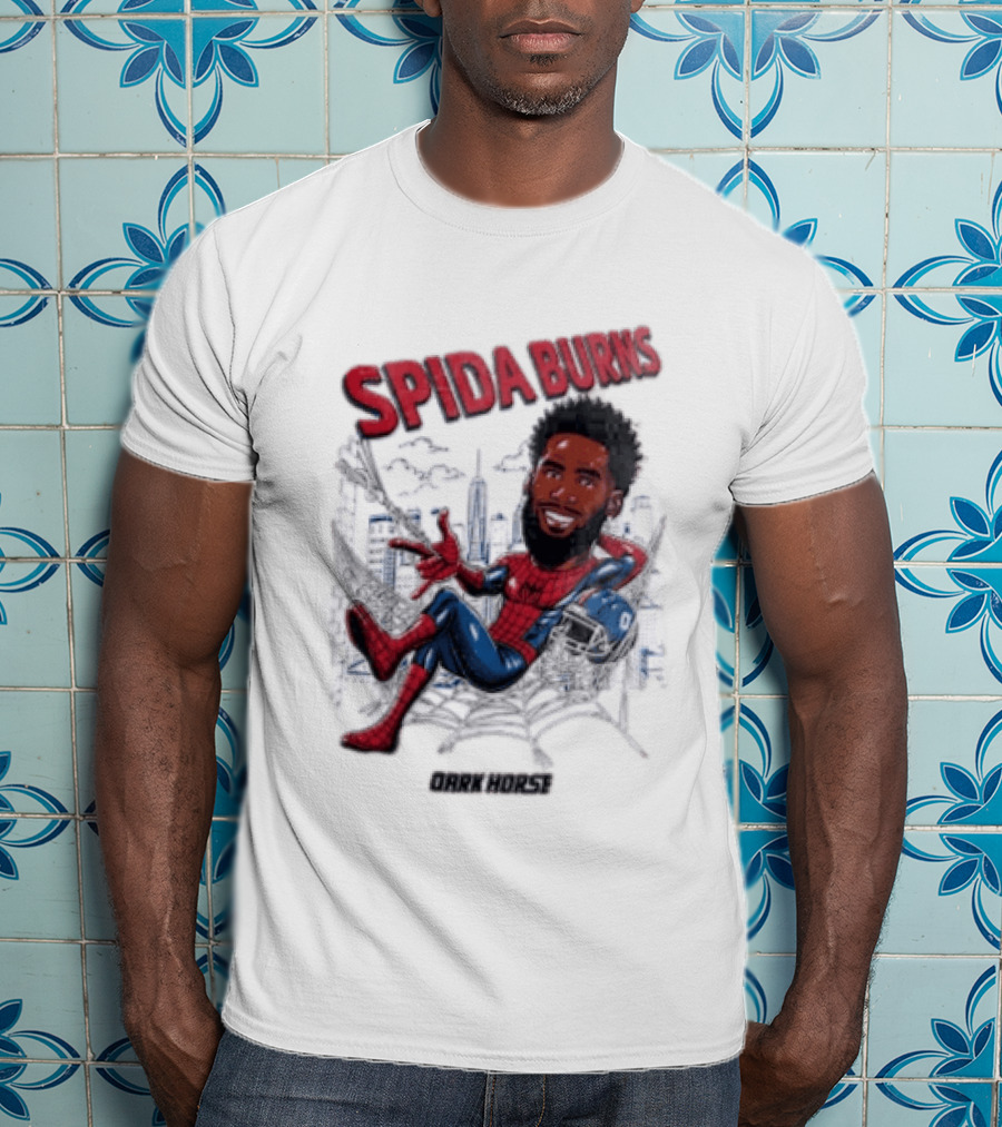 Spida Burns Dark Horse With Spider Man New York Giants T-Shirt