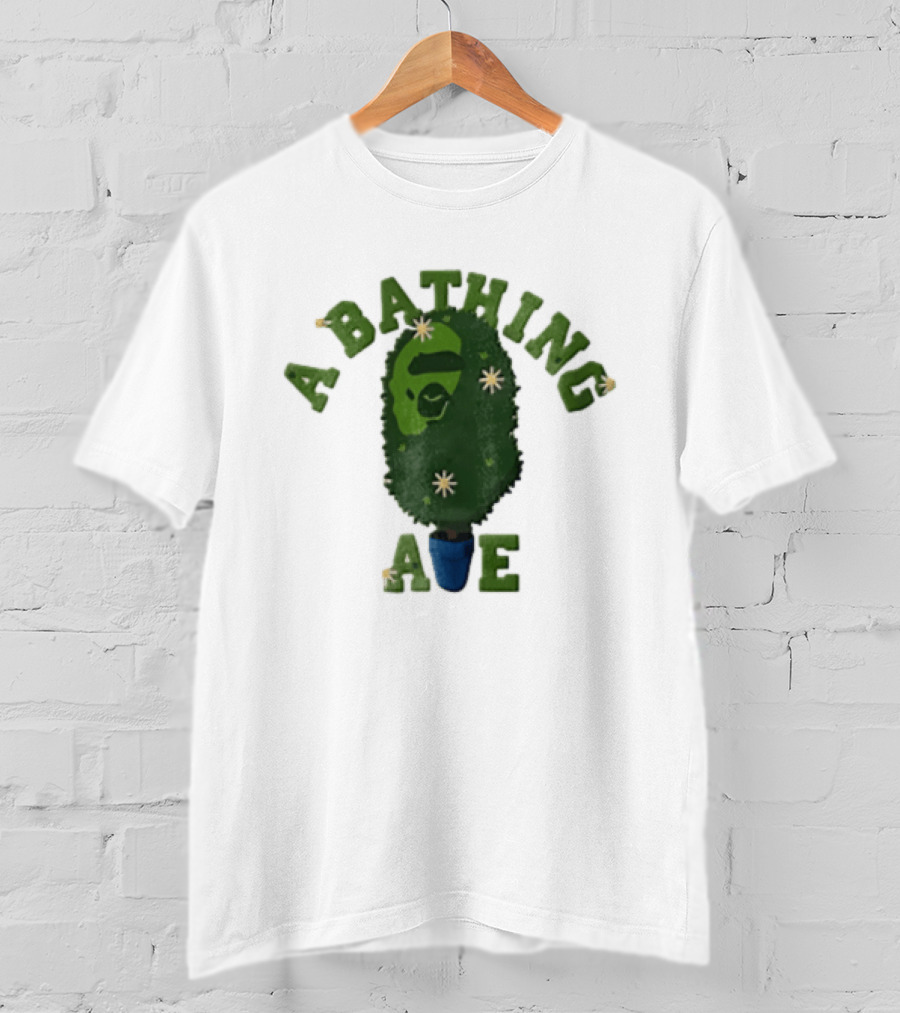 A Bathing Ape Topiary Bush Potted Blue Planter Yellow Flowers T-Shirt