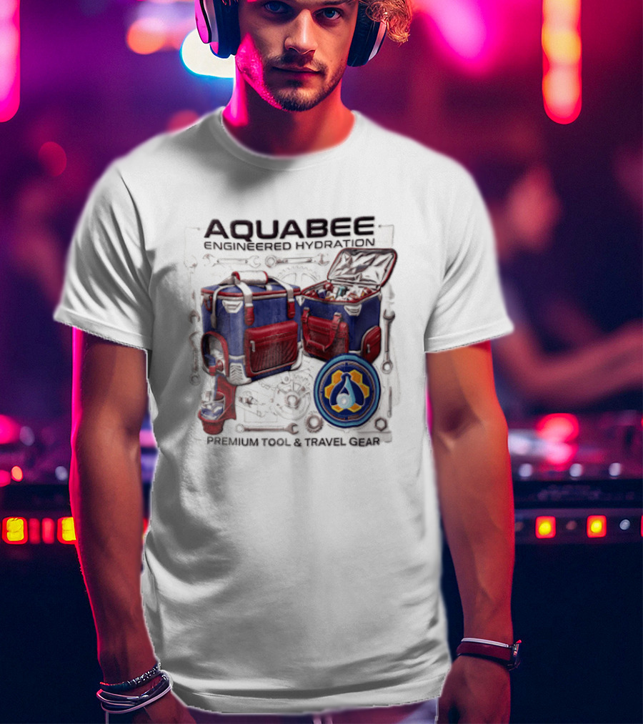 Aquabee Engineered Hydration Premium Tool And Travel Gear Cooler Blueprint T-Shirt