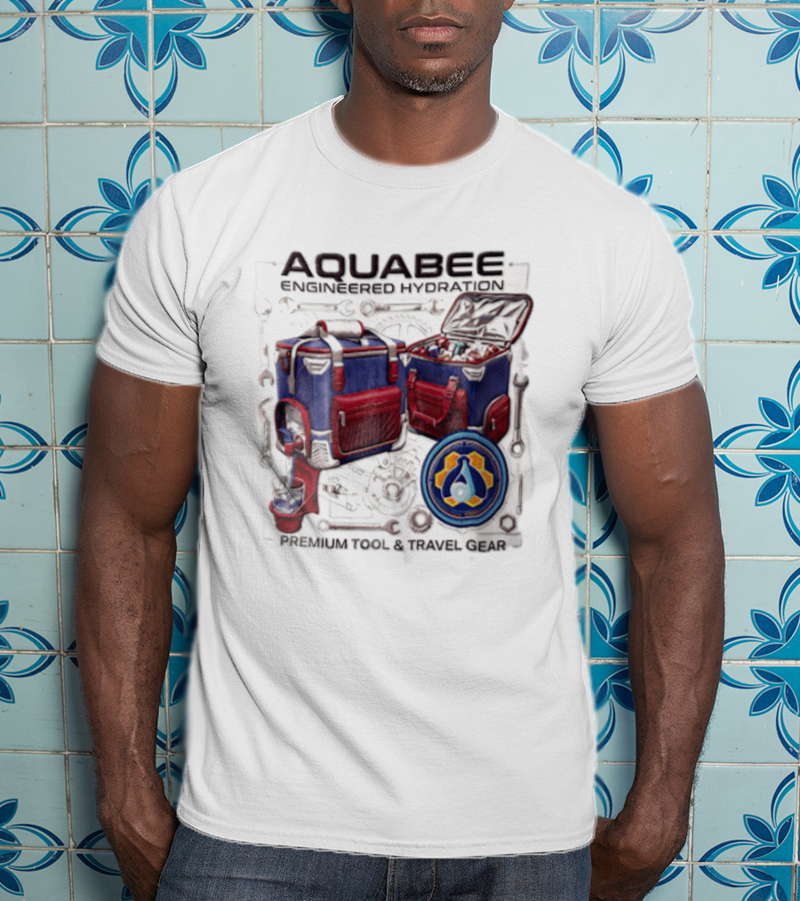 Aquabee Engineered Hydration Premium Tool And Travel Gear Cooler Blueprint T-Shirt