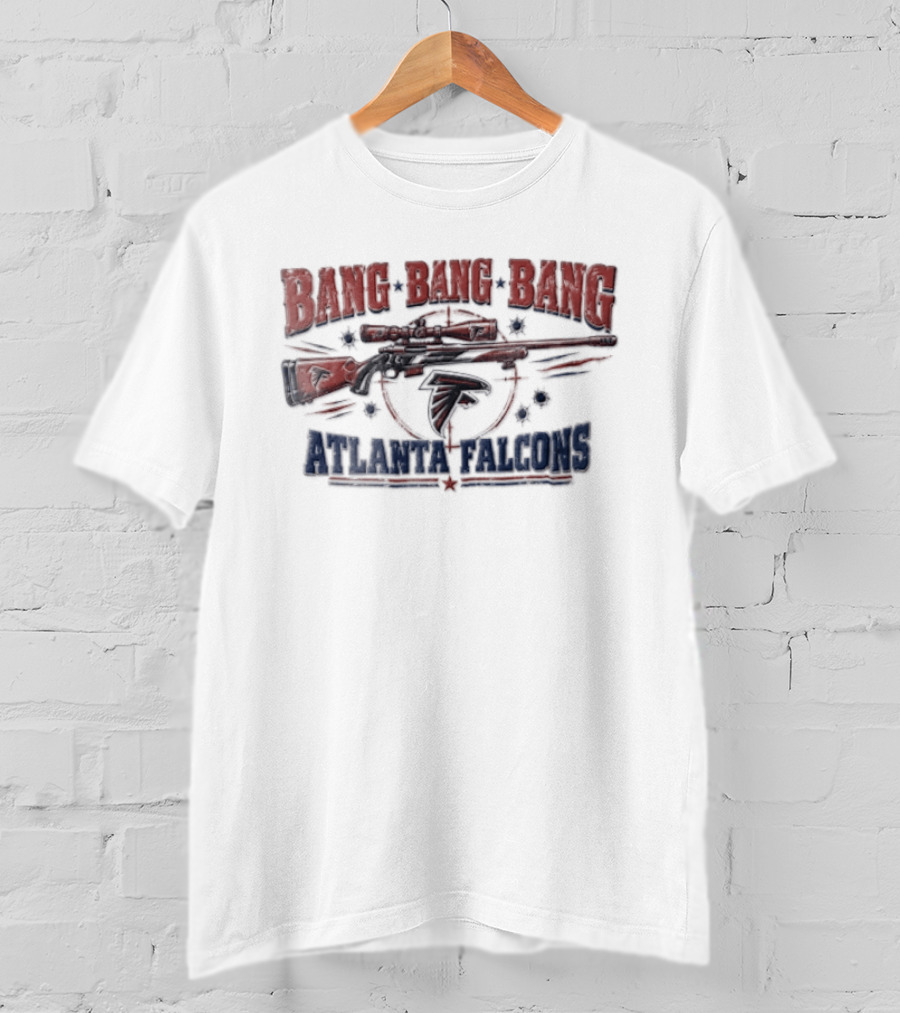 Atlanta Falcons Bang Bang Bang Sniper Rifle Crosshairs Bullet Holes T-Shirt