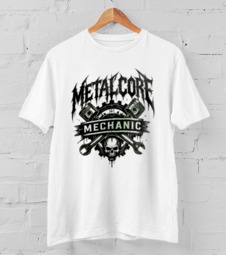 Metalcore Mechanic Skull Pistons Wrenches T-Shirt