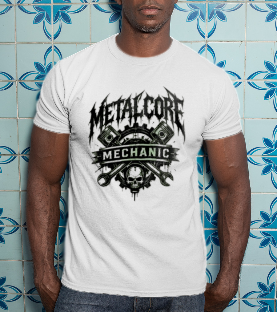 Metalcore Mechanic Skull Pistons Wrenches T-Shirt