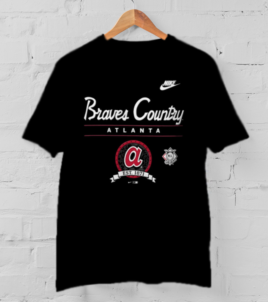 Atlanta Braves Country 1871 Team Baseball Script Nike T-Shirt
