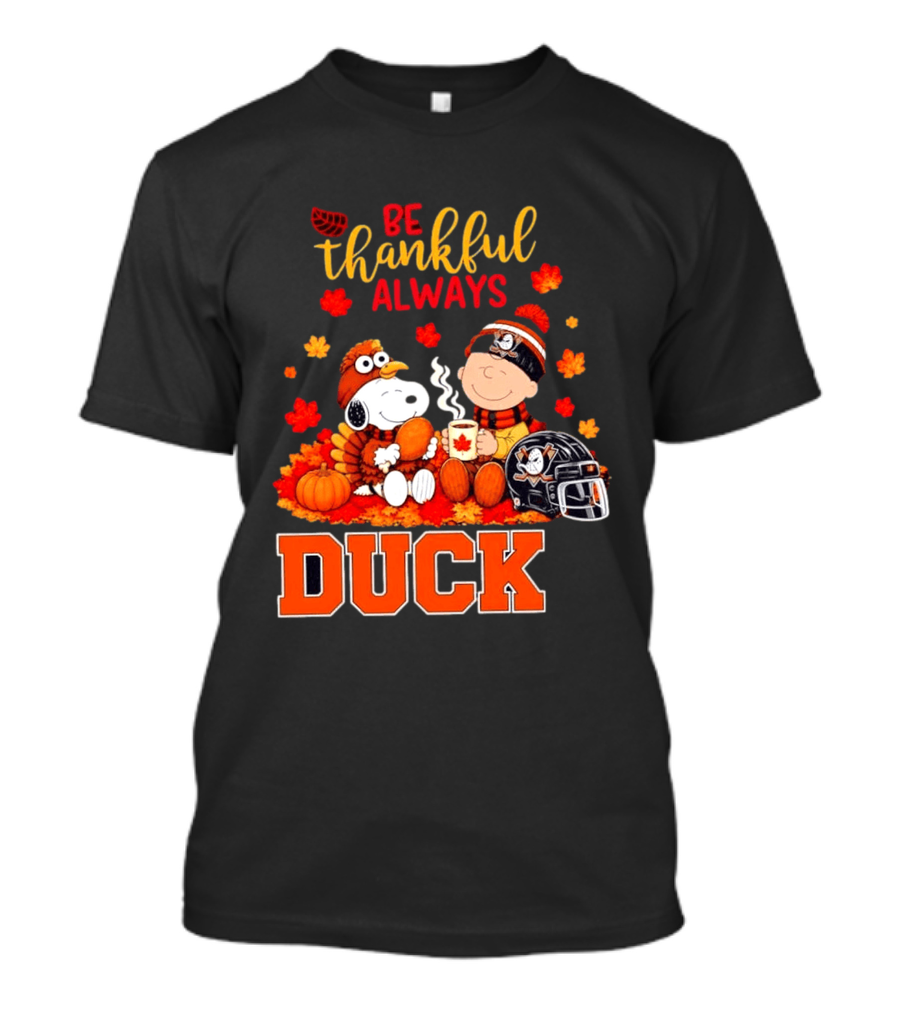 Be Thankful Always Snoopy Charlie Brown Ducks Fans Autumn Leaves T-Shirt