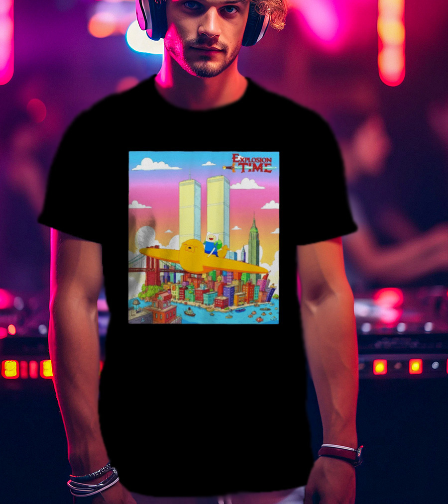 Explosion Time Adventure Finn And Jake NYC Skyline T-Shirt