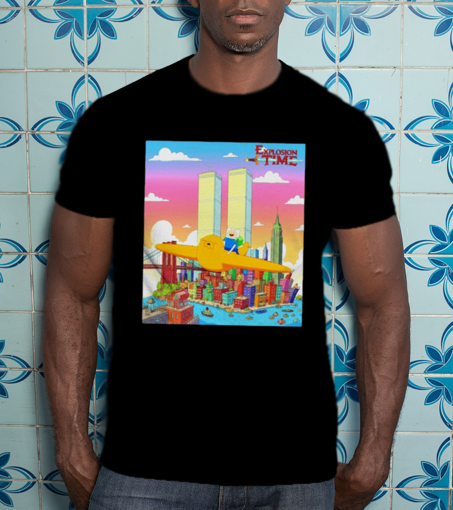Explosion Time Adventure Finn And Jake NYC Skyline T-Shirt
