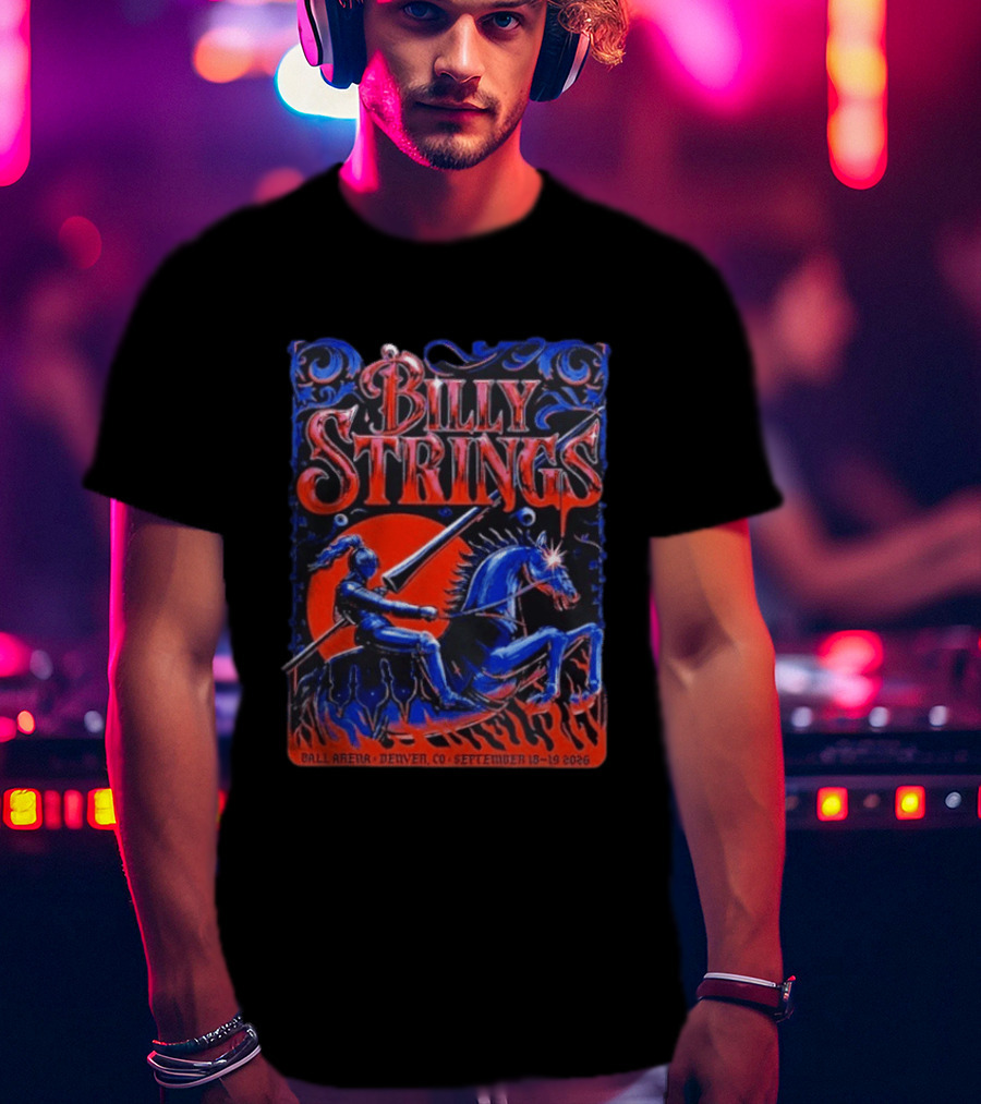 Billy Strings Ball Arena Denver September 18 19 2026 Knight On Horse Tour T-Shirt