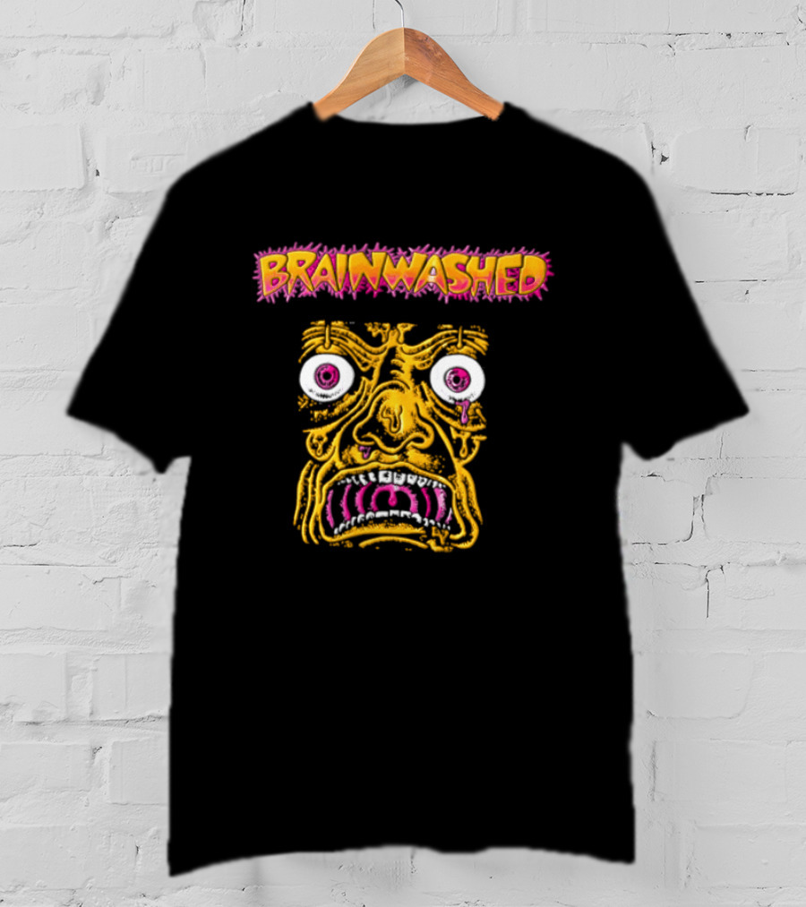 Brainwashed Distorted Melting Face Pink Eyes Vibrant Expression T-Shirt