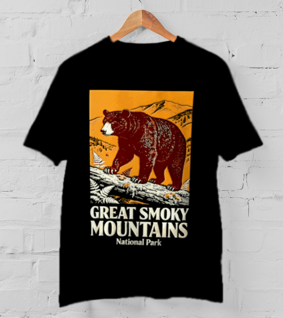 Great Smoky Mountains National Park Black Bear Walking On Log T-Shirt