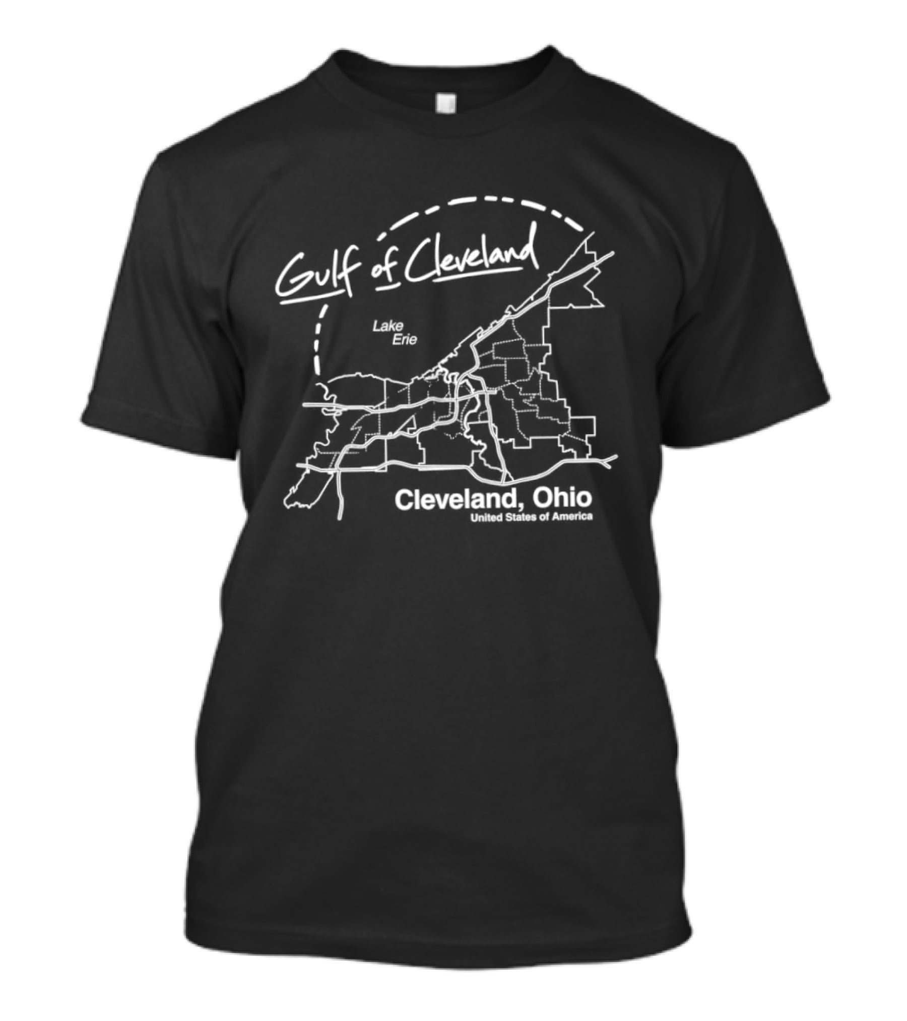 Gulf Of Cleveland Ohio Map Lake Erie Geography Cleveland Ohio White People Republic T-Shirt