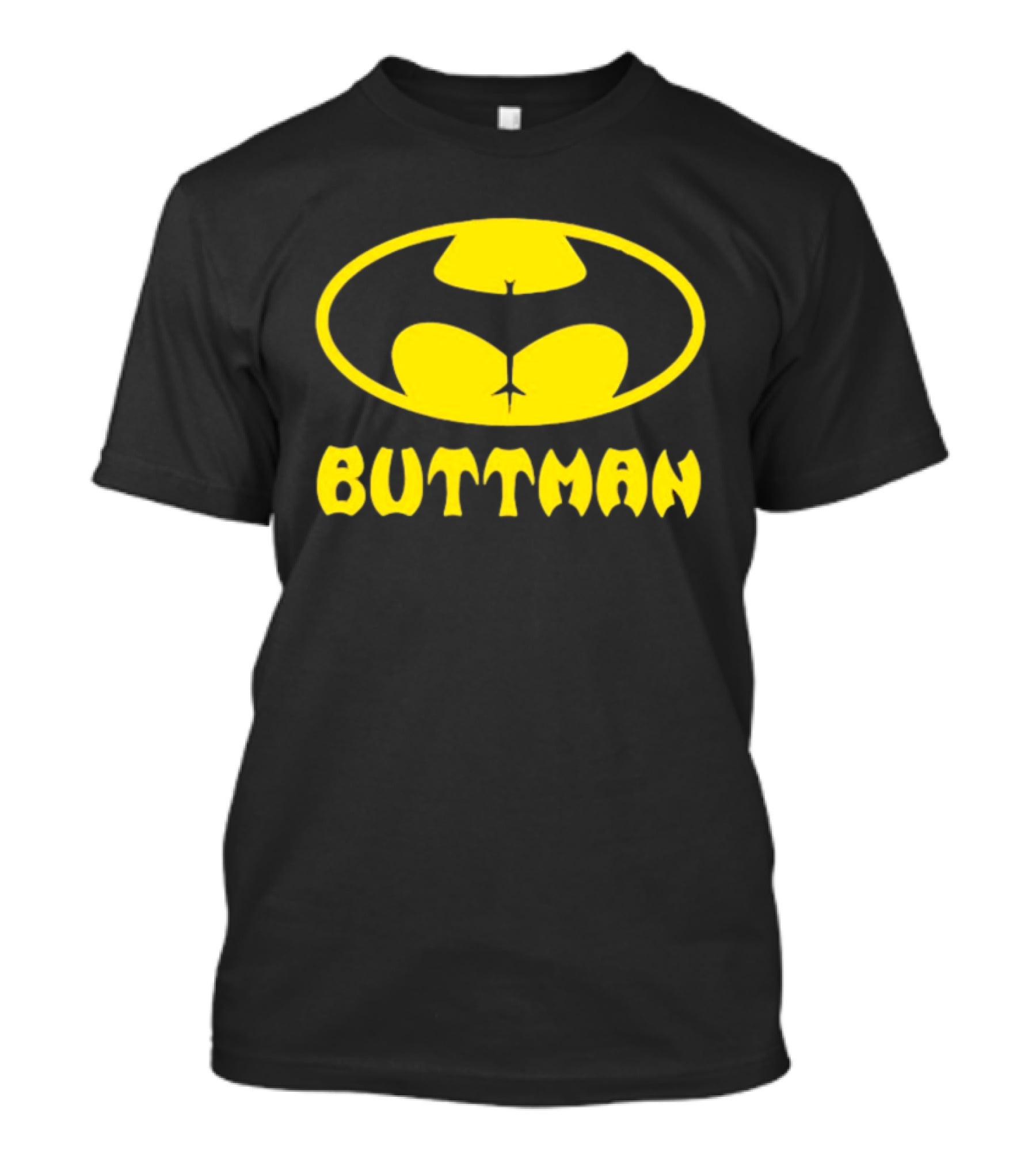 Buttman Batman Superhero Parody Yellow T-Shirt