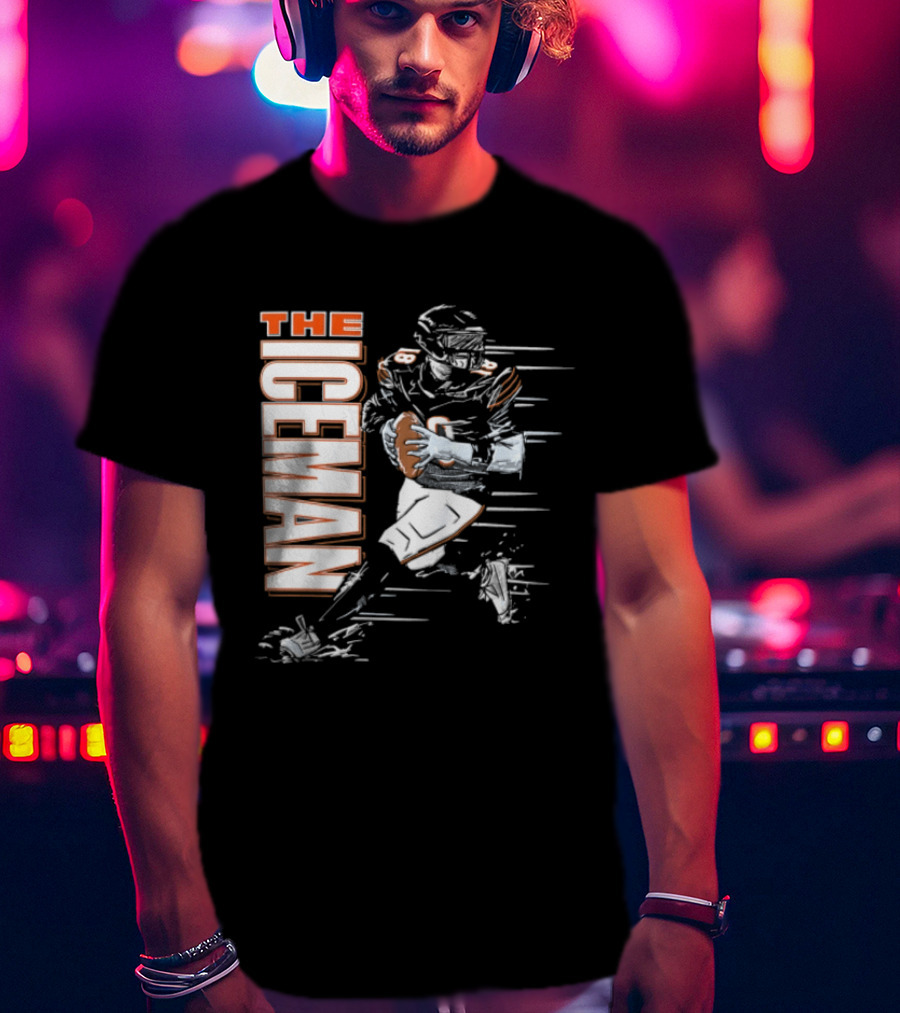 Chicago Bears The Iceman Football Player Running Holding Ball T-Shirt