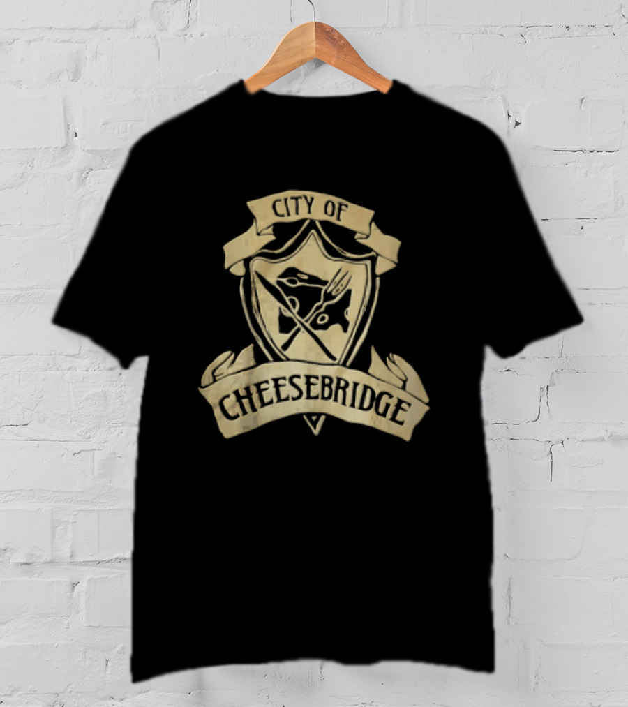 City Of Cheesebridge Shield Knife Fork Cheese T-Shirt