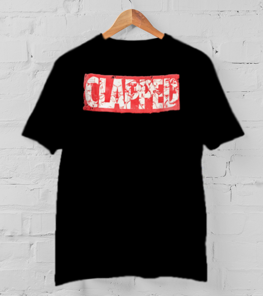 Clapped Red Box Bold Typographic T-Shirt