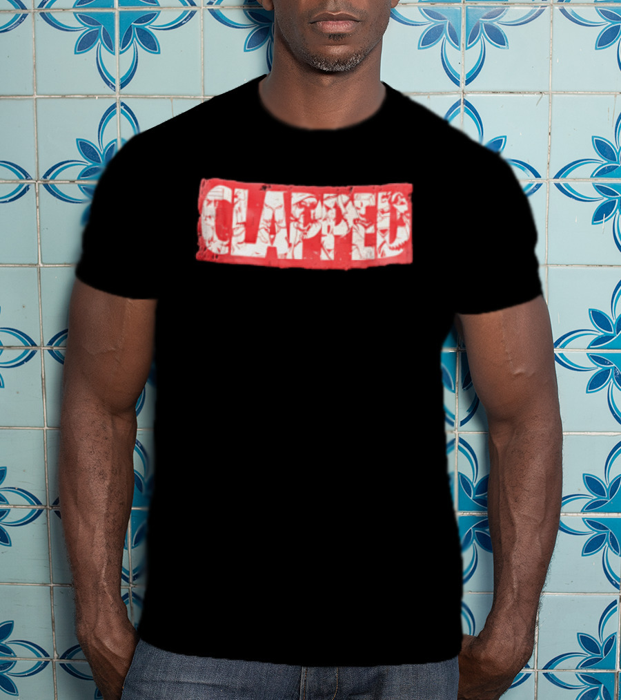 Clapped Red Box Bold Typographic T-Shirt