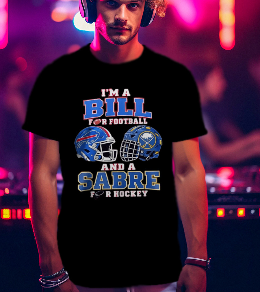 Buffalo Bill Football And Sabre Hockey Fan Helmets T-Shirt