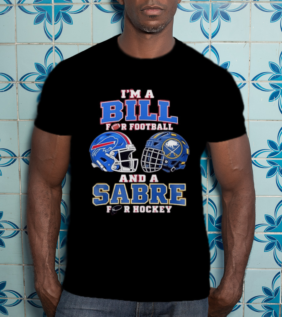 Buffalo Bill Football And Sabre Hockey Fan Helmets T-Shirt