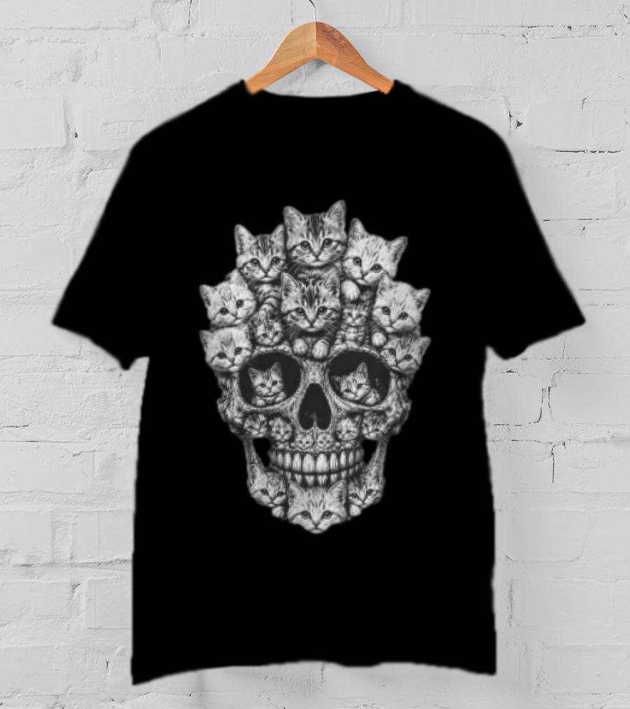 Tabby Kittens Forming Skull Image T-Shirt
