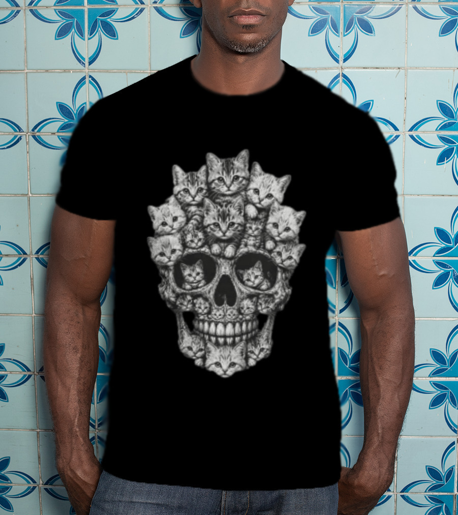 Tabby Kittens Forming Skull Image T-Shirt