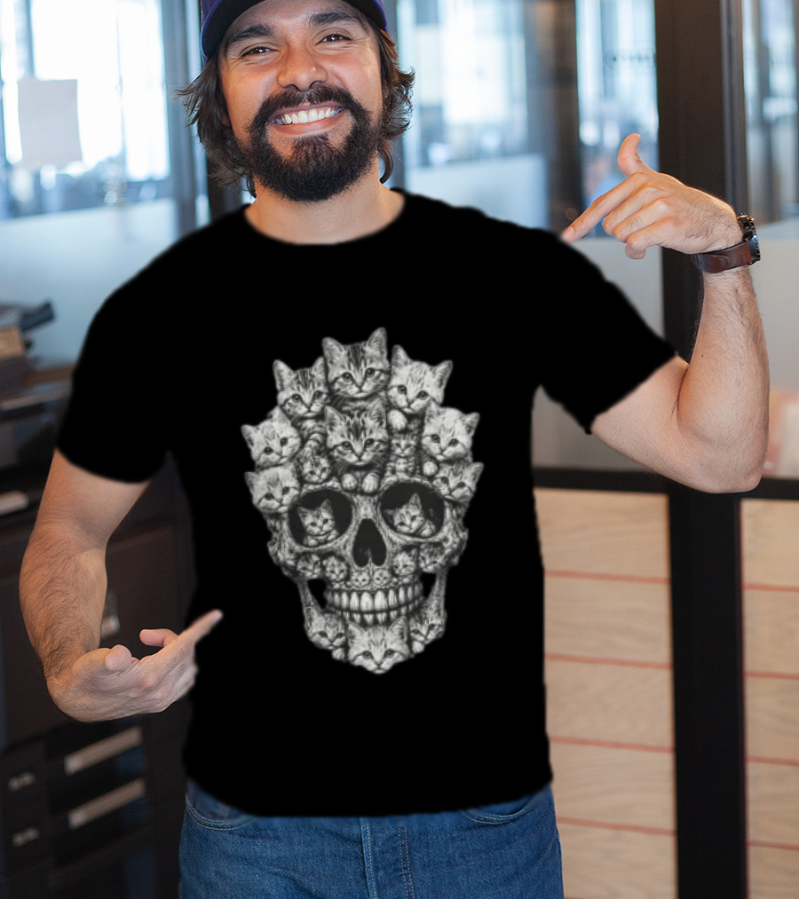 Tabby Kittens Forming Skull Image T-Shirt