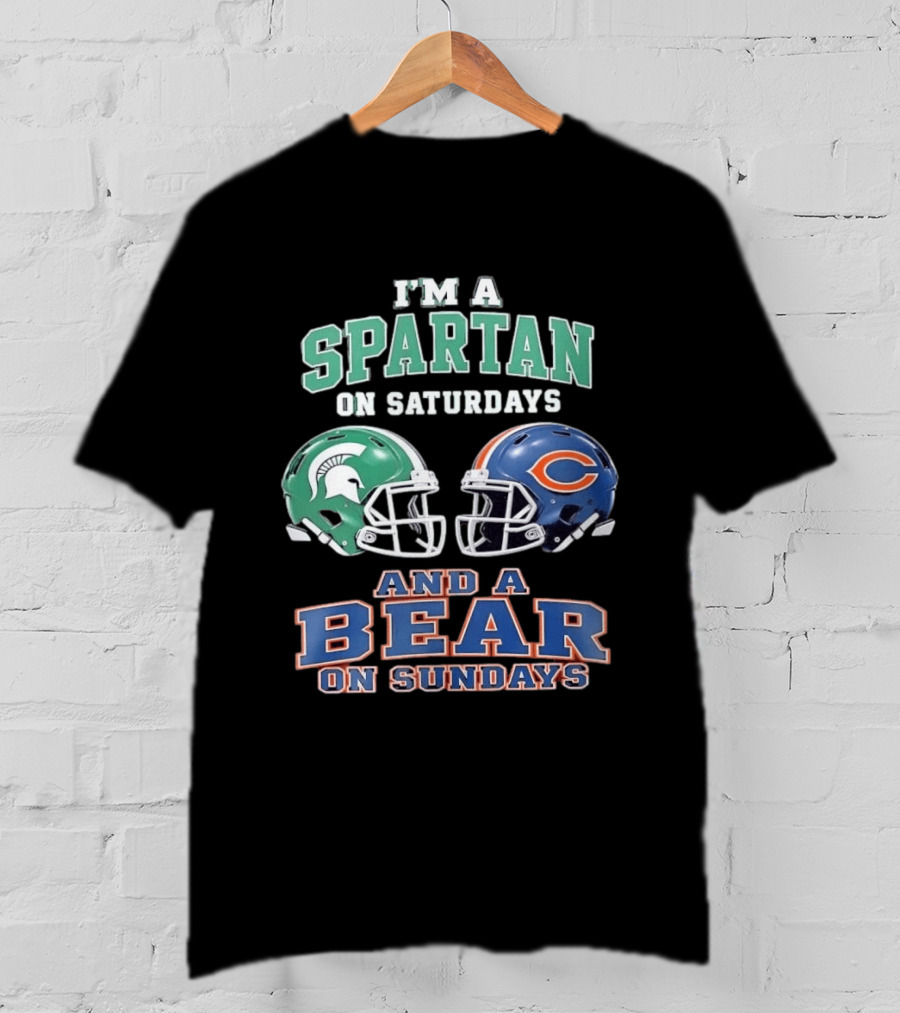 I'm A Spartan On Saturdays Bear Helmet Sundays T-Shirt