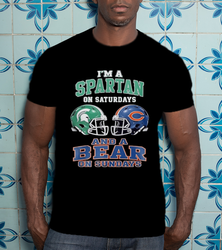 I'm A Spartan On Saturdays Bear Helmet Sundays T-Shirt