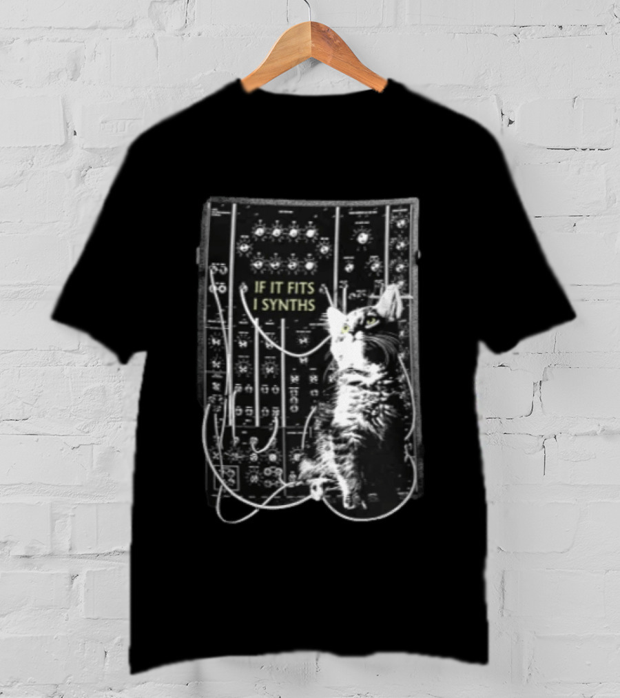 If It Fits I Synths Cat With Modular Synthesizer T-Shirt