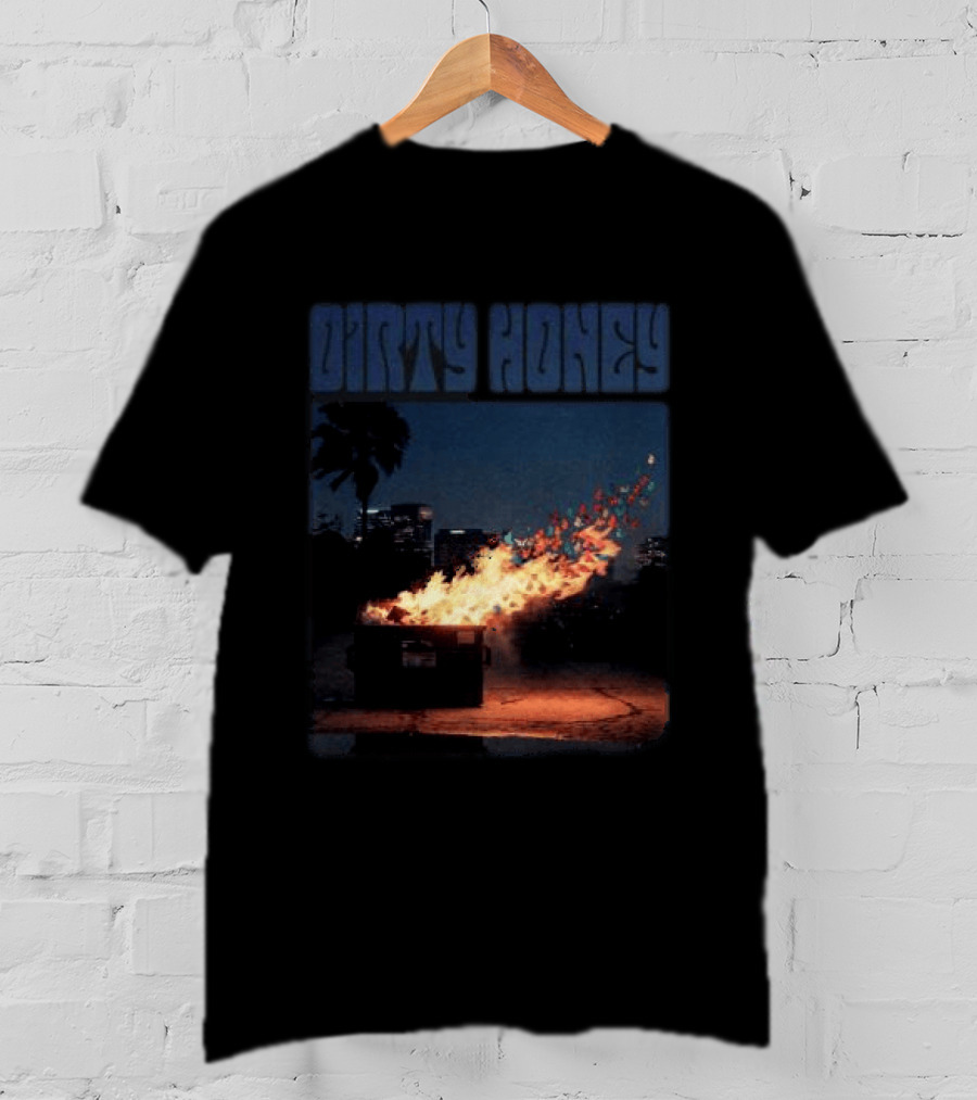Dirty Honey Dumpster Fire Album Cover Vintage Aesthetic T-Shirt