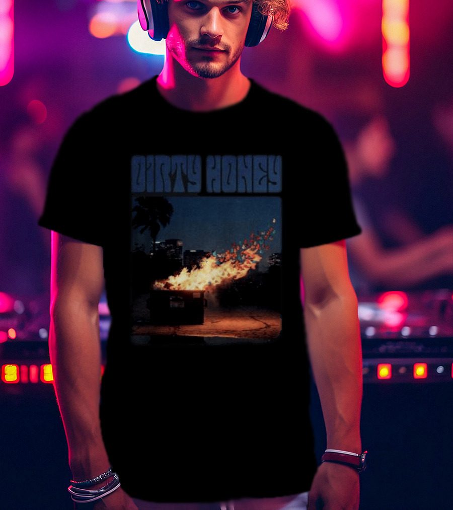 Dirty Honey Dumpster Fire Album Cover Vintage Aesthetic T-Shirt