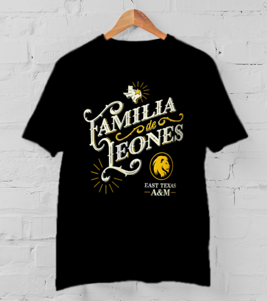 Familia De Leones East Texas A&M Map Star Lion T-Shirt