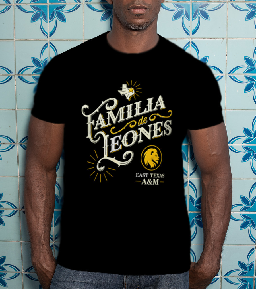 Familia De Leones East Texas A&M Map Star Lion T-Shirt