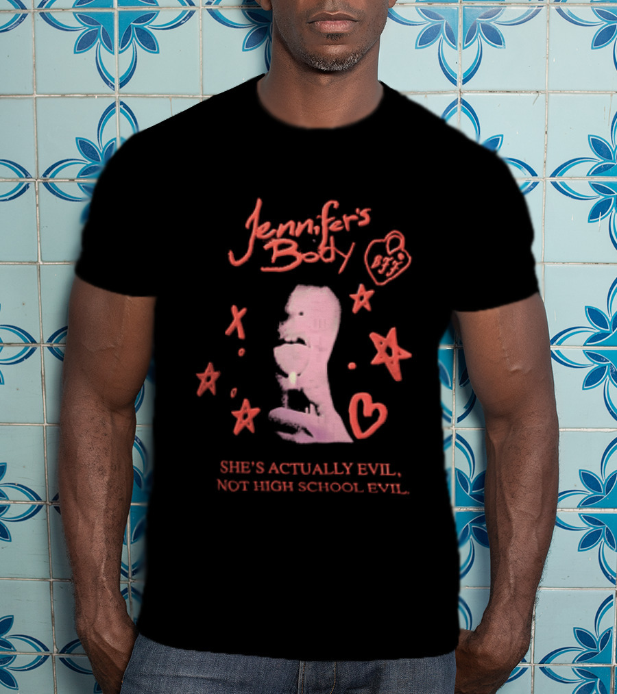 Jennifer's Body She's Actually Evil Not High School Evil Stars And Heart T-Shirt
