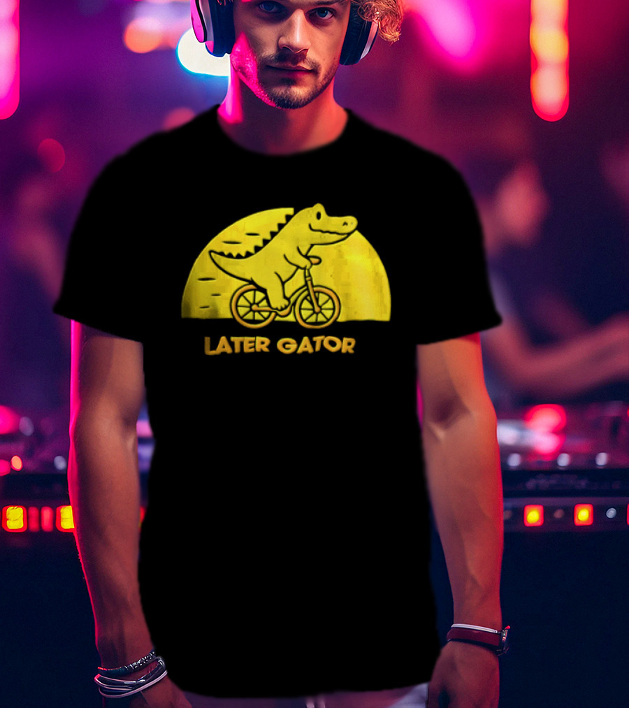 Later Gator Riding Bicycle Fun T-Shirt