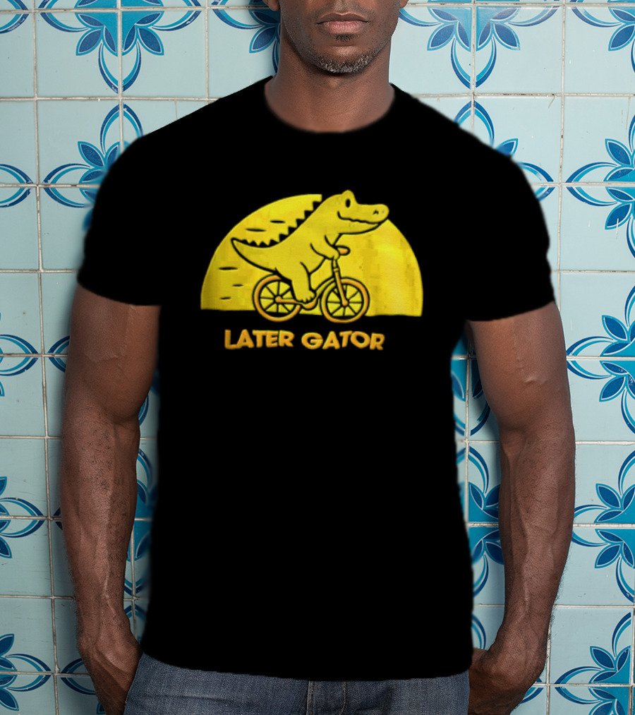 Later Gator Riding Bicycle Fun T-Shirt