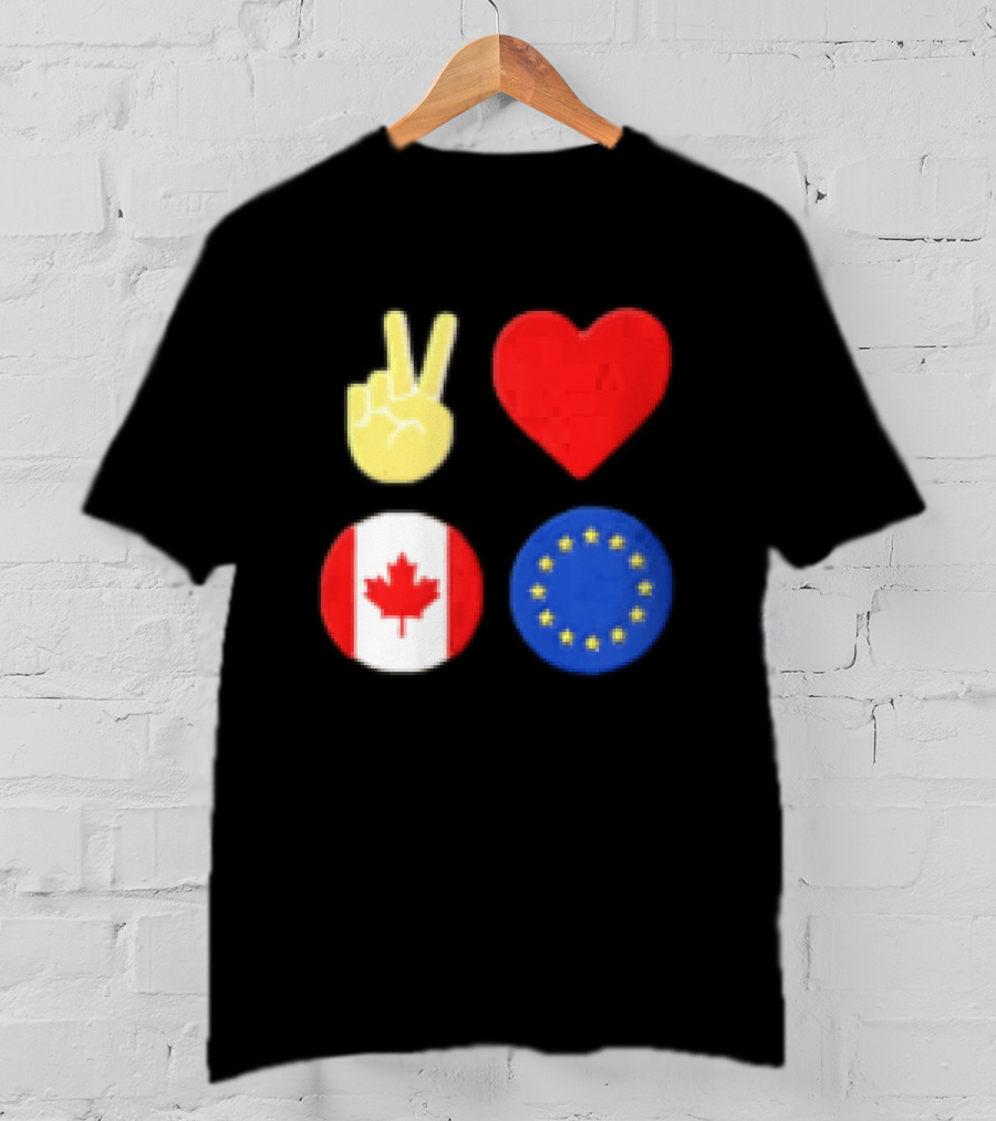 Peace Love Canada Flag European Union Circle Stars T-Shirt