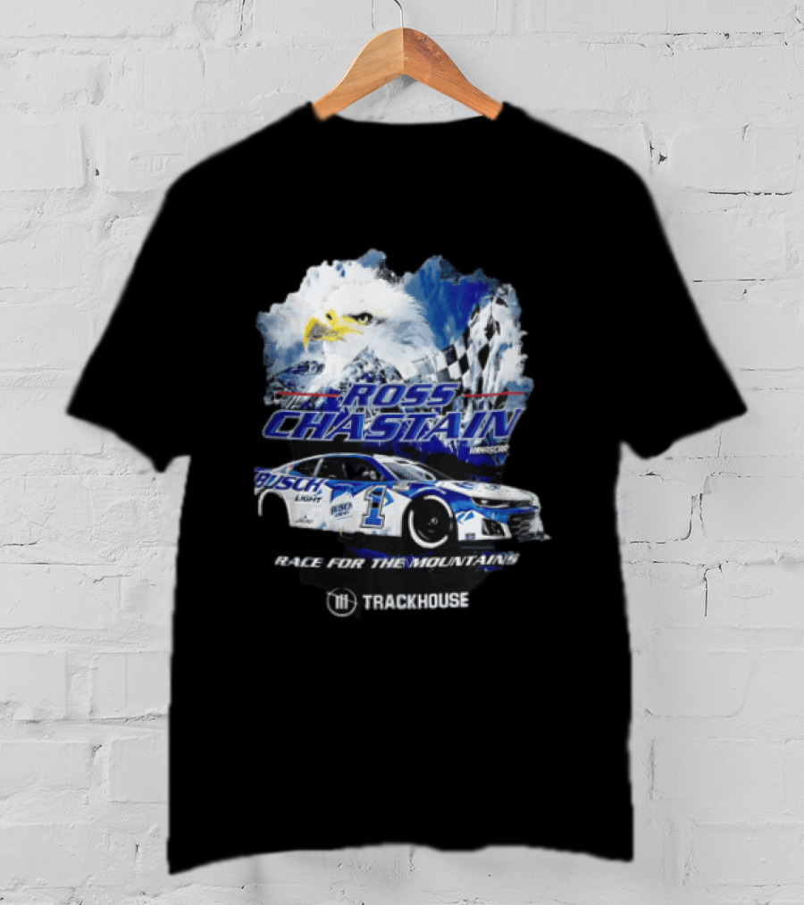 Ross Chastain Trackhouse Busch Light Race For The Mountains Eagle Checkered Flag Racing Car T-Shirt