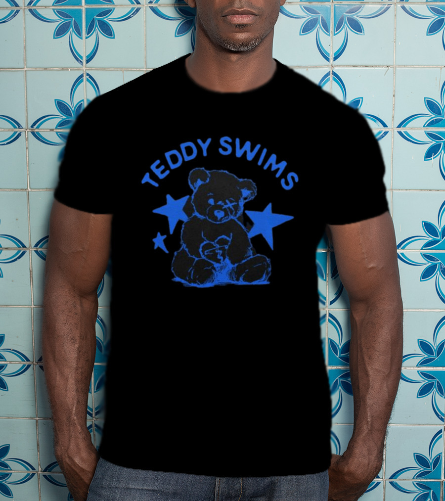 Teddy Swims Teddy Stars Bear Illustration In Blue With Stars T-Shirt