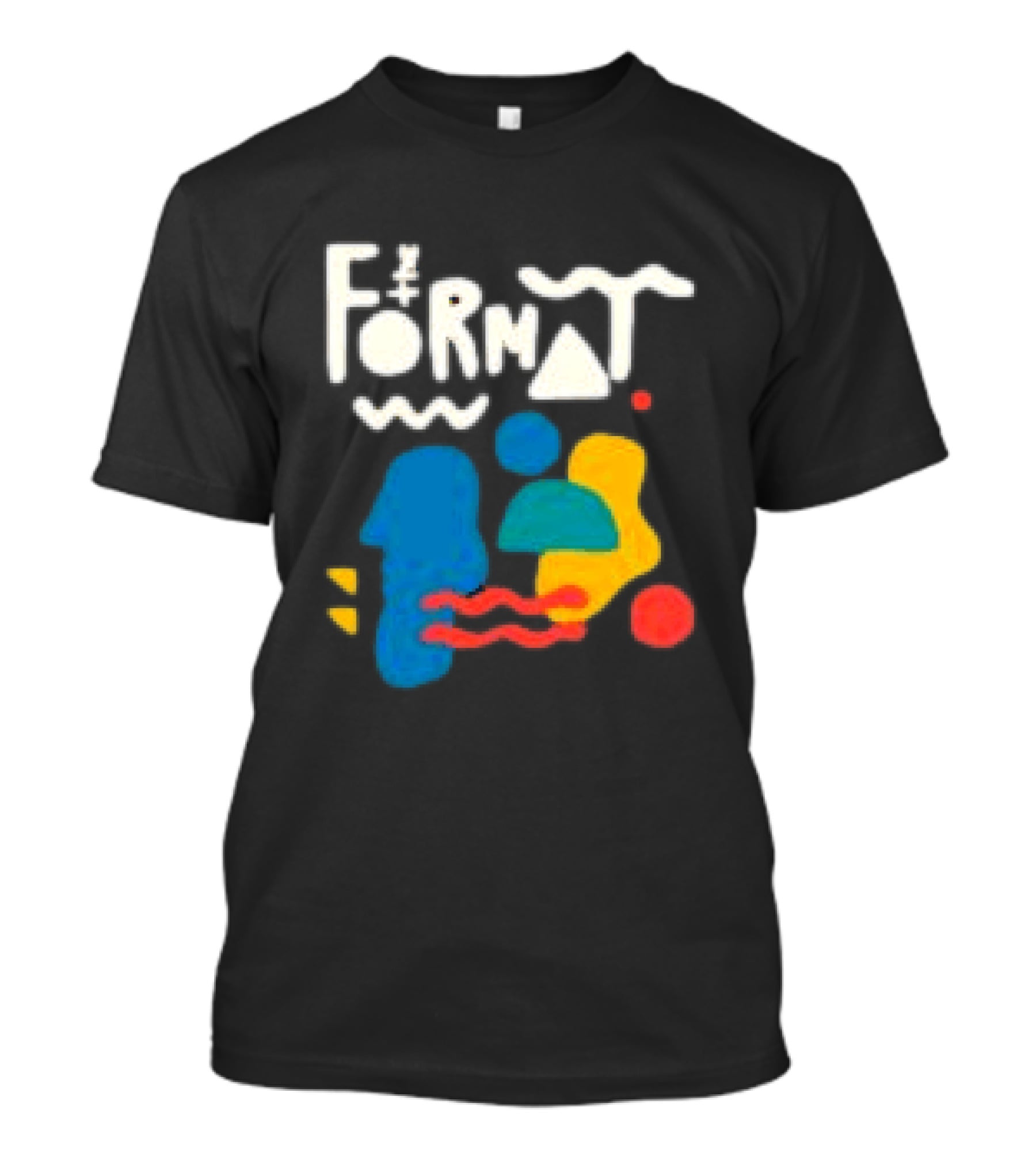 The Format Shop Abstract Shapes Colorful Graphic Black Zip T-Shirt