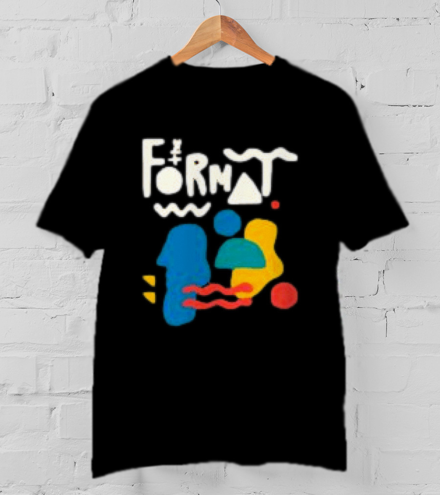 The Format Shop Abstract Shapes Colorful Graphic Black Zip T-Shirt