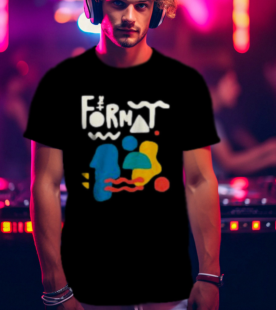 The Format Shop Abstract Shapes Colorful Graphic Black Zip T-Shirt